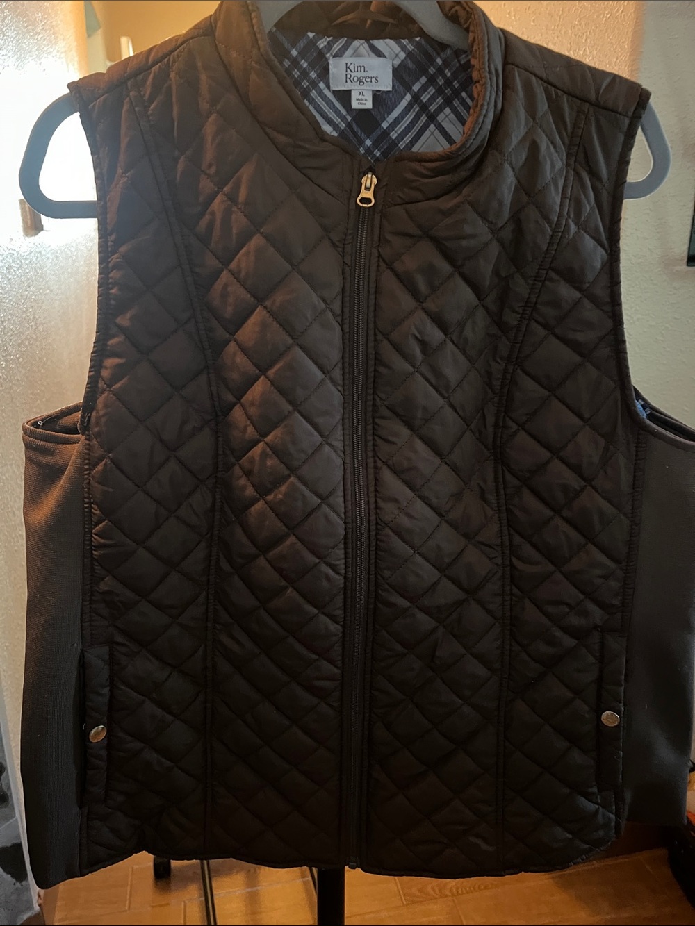 Kim Rogers Black Diamond Quilted Zip-Front Vest